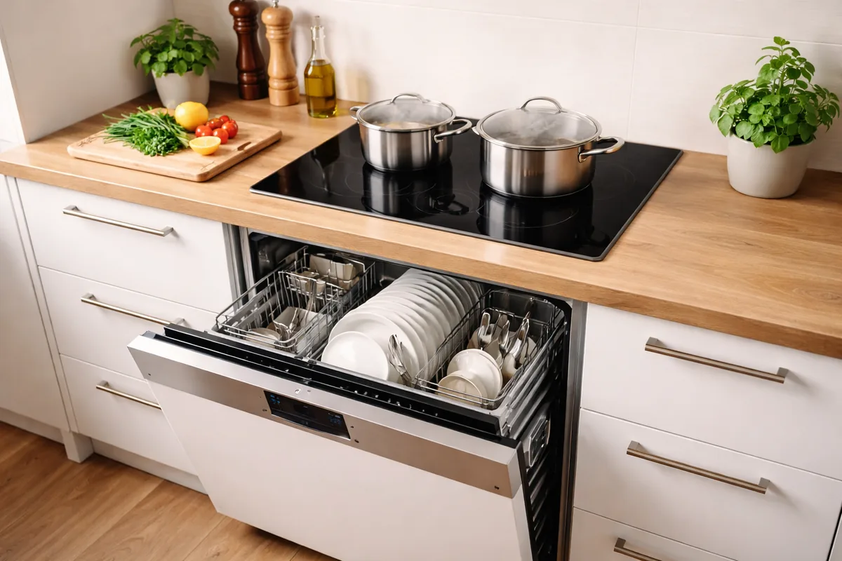 Optimiser sa cuisine avec un lave-vaisselle sous une plaque à induction